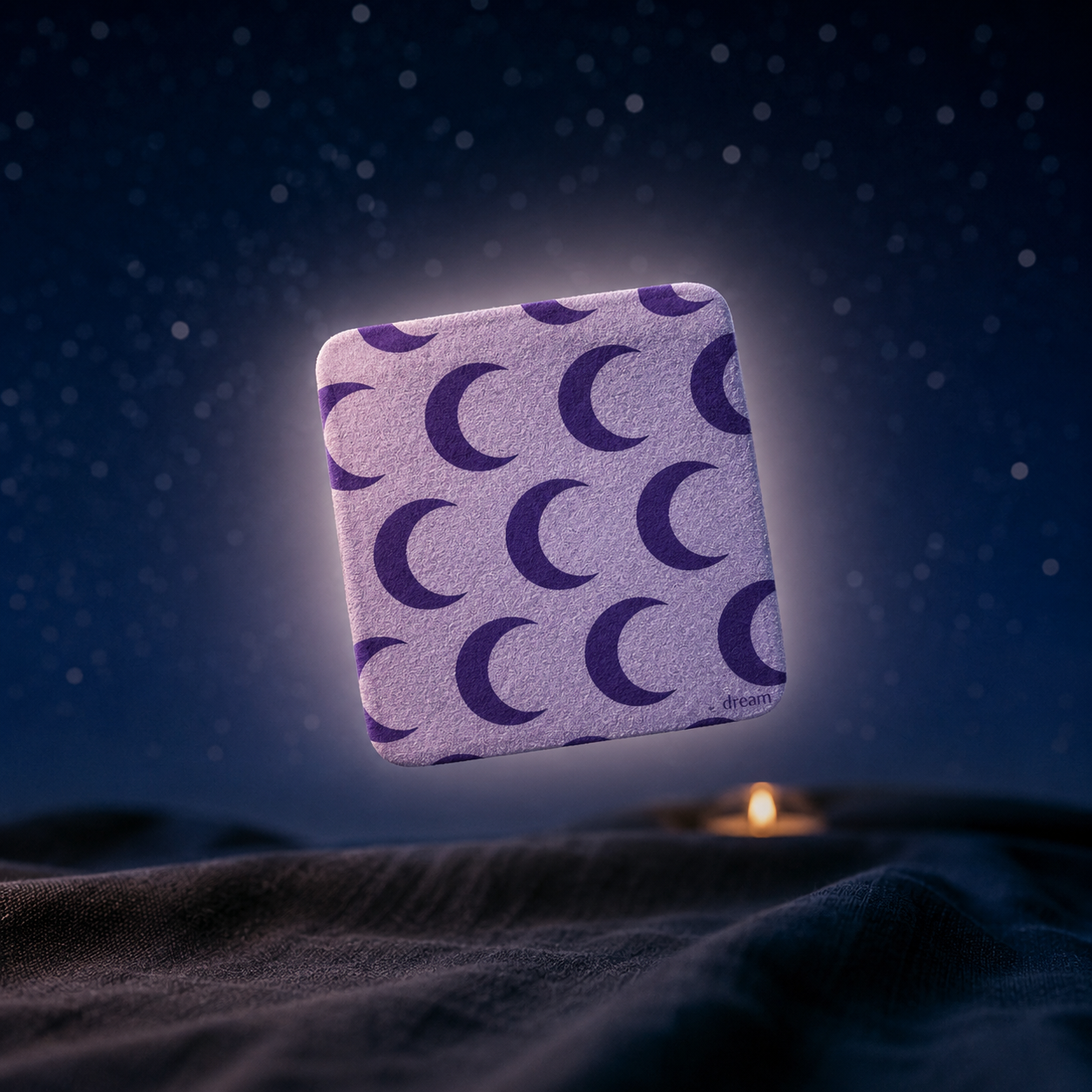 DREAM sleep patch floating in night sky